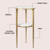 JONATHAN Y END3004A Seraphina 24.75″ Industrial 2-Tier Metal Frame Drink Table and Decorative End Table with White Marble Round Top for Living Room, Bedroom, Office, Bathroom, Black/White(Gold/White)