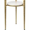 JONATHAN Y END3004A Seraphina 24.75″ Industrial 2-Tier Metal Frame Drink Table and Decorative End Table with White Marble Round Top for Living Room, Bedroom, Office, Bathroom, Black/White(Gold/White)
