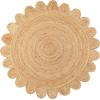 JONATHAN Y Petal Jute Scalloped Circle Natural 5′ Round Indoor Area Rug, Cottage, Bohemian, Easy-Cleaning for Living Room, Bedroom, Kitchen, Pet Friendly, Non-Shedding (RNF112A-5R)(5’1″ (Round))