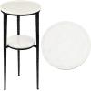 JONATHAN Y END3004A Seraphina 24.75″ Industrial 2-Tier Metal Frame Drink Table and Decorative End Table with White Marble Round Top for Living Room, Bedroom, Office, Bathroom, Black/White(Black/White)