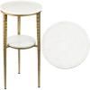 JONATHAN Y END3004A Seraphina 24.75″ Industrial 2-Tier Metal Frame Drink Table and Decorative End Table with White Marble Round Top for Living Room, Bedroom, Office, Bathroom, Black/White(Gold/White)