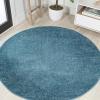 JONATHAN Y Haze Solid Low-Pile Turquoise 5′ Round Indoor Area Rug, Coastal,Bohemian,Minimalist,Classic, Easy-Cleaning for Living Room,Bedroom,Kitchen,Pet Friendly,Non-Shedding (SEU100H-5R)