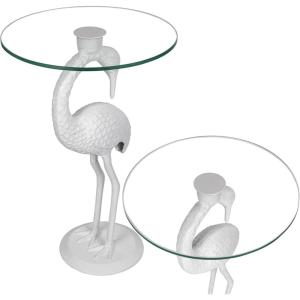 JONATHAN Y END1006B Blanche 25″ Classic Mid-Century Glass Top Flamingo End Table for Living Room, Bedroom, Office, Bathroom, Gold(White/Clear)