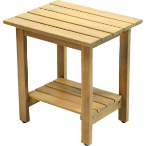 JONATHAN Y END6001B Kellie 16.1″ Cottage Classic Slatted Solid Acacia Wood Indoor/Outdoor Side Table with Shelf for Patio, Garden, Bathroom, Living Room, Black(Light Teak)