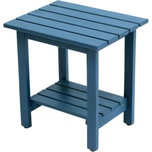 JONATHAN Y END6001B Kellie 16.1″ Cottage Classic Slatted Solid Acacia Wood Indoor/Outdoor Side Table with Shelf for Patio, Garden, Bathroom, Living Room, Black(Nautical Blue)