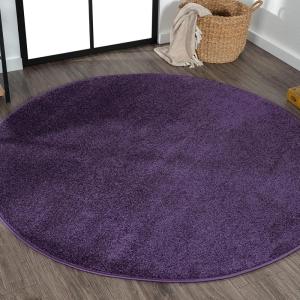 JONATHAN Y Haze Solid Low-Pile Purple 5′ Round Indoor Area Rug, Coastal,Bohemian,Minimalist,Classic, Easy-Cleaning for Living Room,Bedroom,Kitchen,Pet Friendly,Non-Shedding (SEU100N-5R)