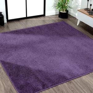 JONATHAN Y Haze Solid Low-Pile Purple 5×5 Square Indoor Area Rug, Coastal,Bohemian,Minimalist,Classic, Easy-Cleaning for Living Room,Bedroom,Kitchen,Pet Friendly,Non-Shedding (SEU100N-5SQ)