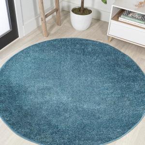 JONATHAN Y Haze Solid Low-Pile Turquoise 5′ Round Indoor Area Rug, Coastal,Bohemian,Minimalist,Classic, Easy-Cleaning for Living Room,Bedroom,Kitchen,Pet Friendly,Non-Shedding (SEU100H-5R)