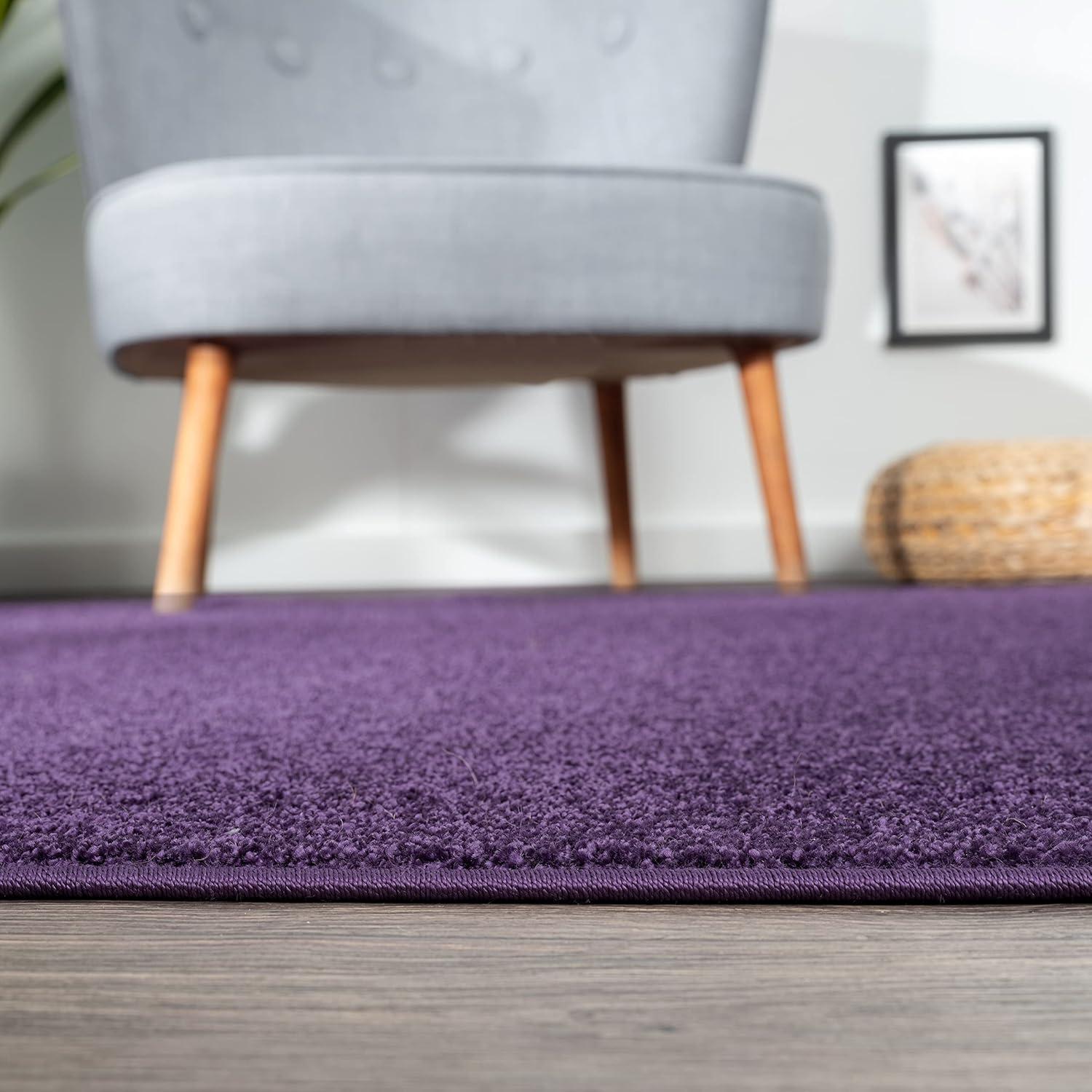 imageJONATHAN Y Haze Solid LowPile Purple 3x5 Oval Indoor Area Rug CoastalBohemianMinimalistClassic EasyCleaning for Living RoomBedroomKitchenPet FriendlyNonShedding SEU100N3OV