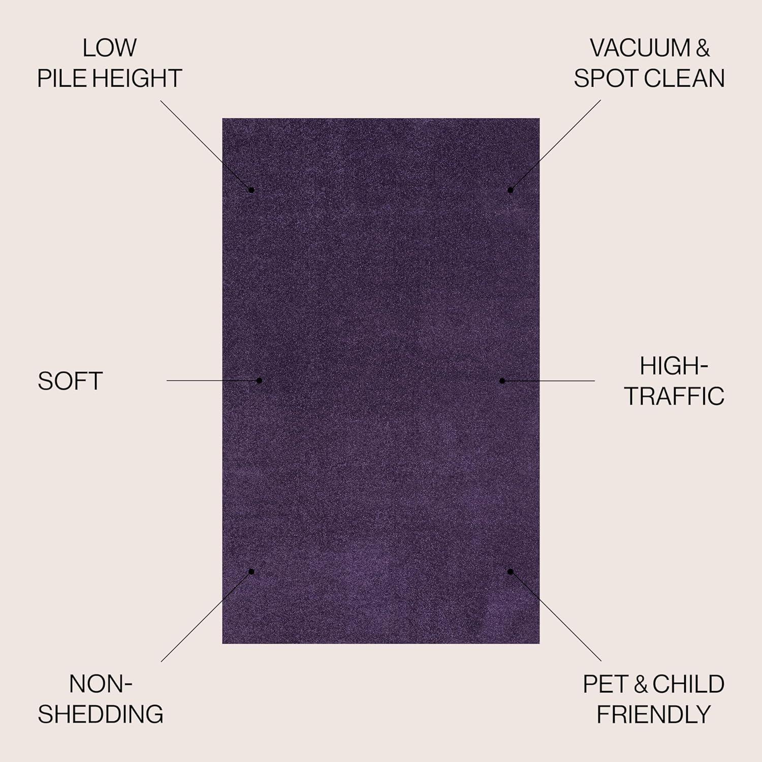 imageJONATHAN Y Haze Solid LowPile Purple 3x5 Oval Indoor Area Rug CoastalBohemianMinimalistClassic EasyCleaning for Living RoomBedroomKitchenPet FriendlyNonShedding SEU100N3OV