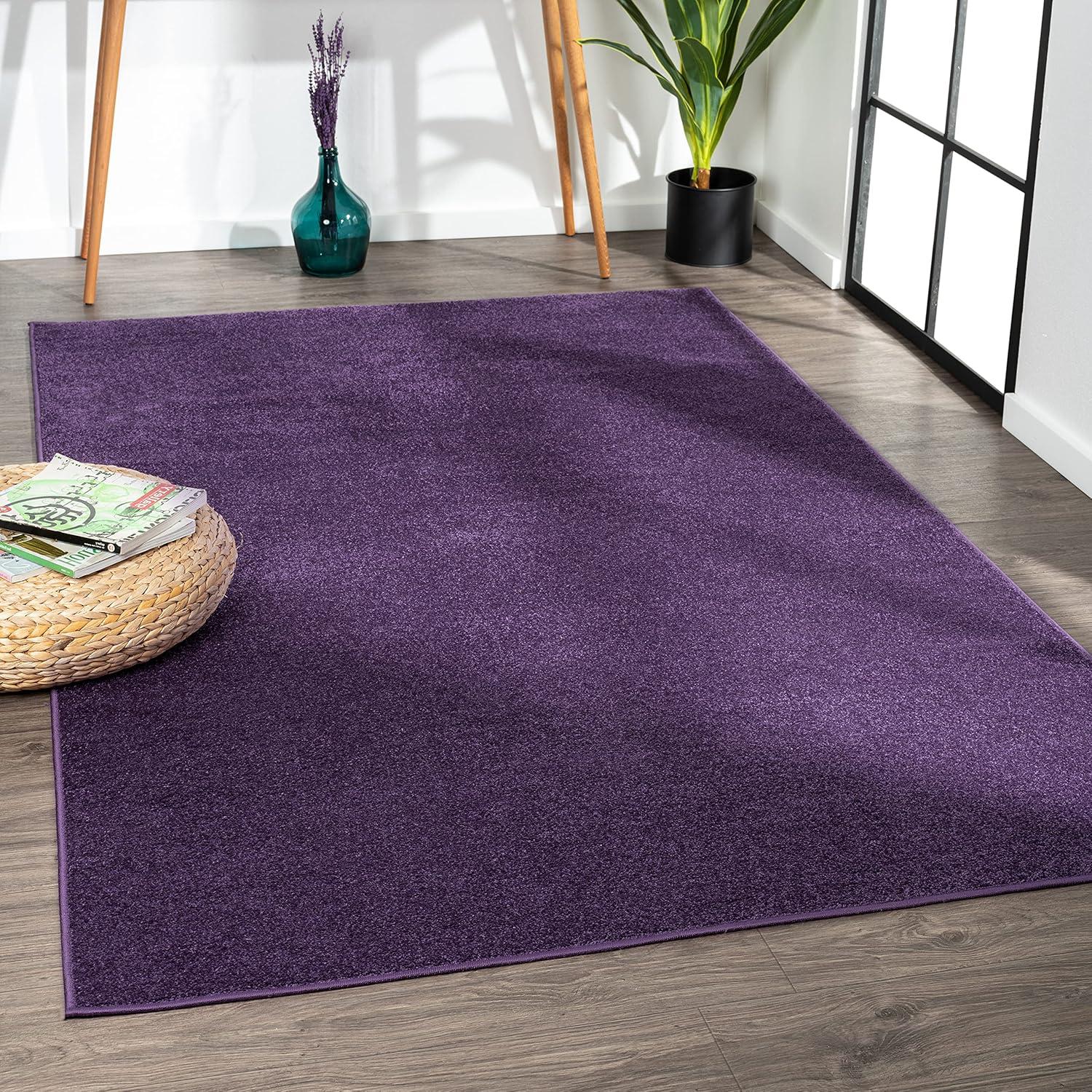 imageJONATHAN Y Haze Solid LowPile Purple Indoor Area Rug 3x5 CoastalBohemianMinimalistClassic EasyCleaning for Living RoomBedroomKitchenPet FriendlyNonShedding SEU100N3