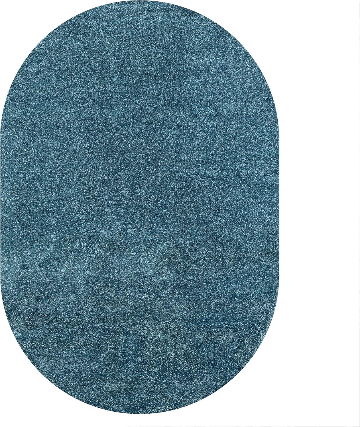 imageJONATHAN Y Haze Solid LowPile Turquoise 3x5 Oval Indoor Area Rug CoastalBohemianMinimalistClassic EasyCleaning for Living RoomBedroomKitchenPet FriendlyNonShedding SEU100H3OV