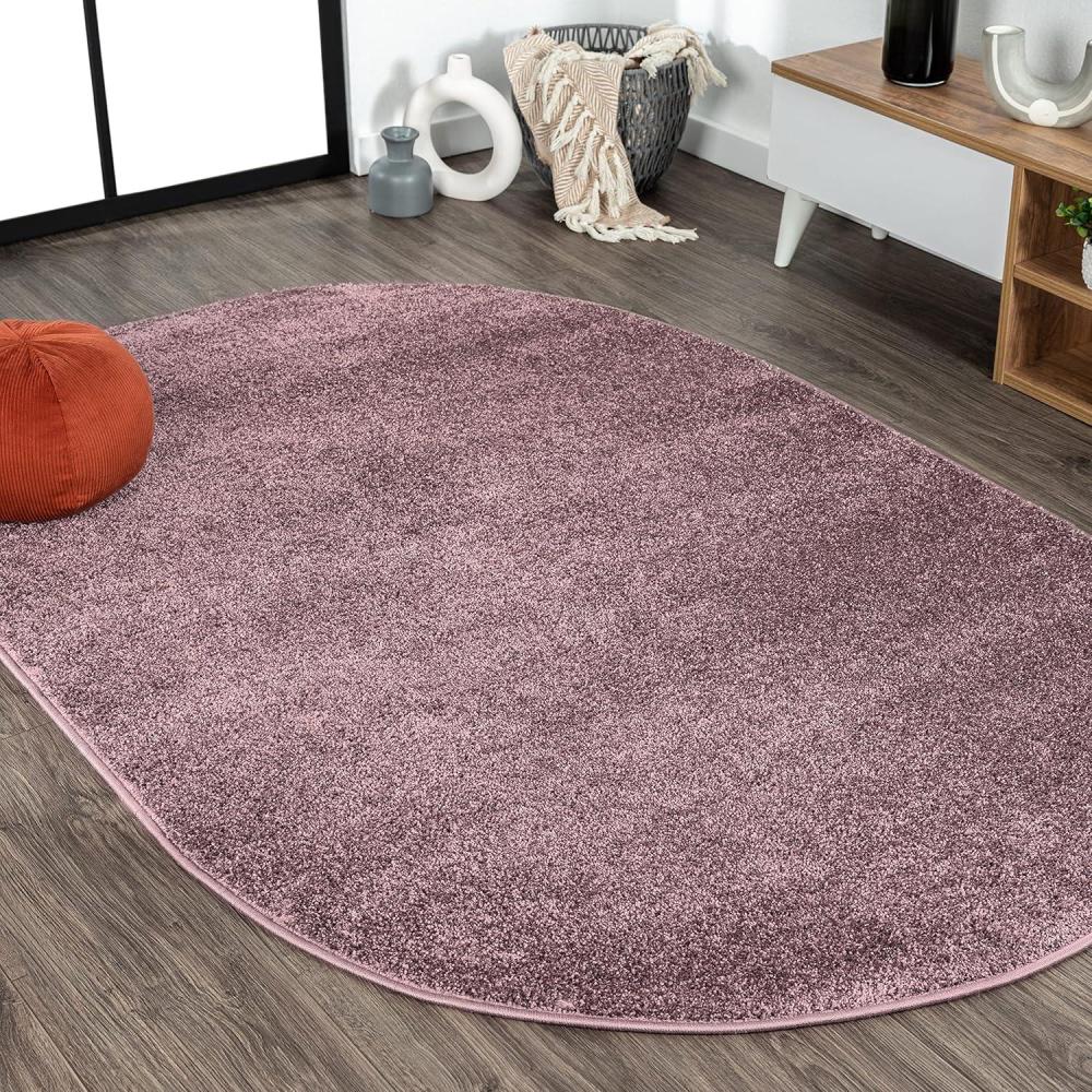 imageJONATHAN Y Haze Solid LowPile Light Purple 3x5 Oval Indoor Area Rug CoastalBohemianMinimalistClassic EasyCleaning for Living RoomBedroomKitchenPet FriendlyNonShedding SEU100R3OV