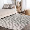 JONATHAN Y Lyla Offset Stripe Gray/Cream Indoor Area Rug, 5×8, Contemporary, Modern, Easy-Cleaning for Living Room, Bedroom, Kitchen, Pet Friendly, Non-Shedding (MOH204A-5)(4′ x 6′ (Rectangular))