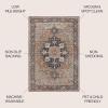 JONATHAN Y Machine Washable Beige/Blue Indoor Area Rug 3X5 ft, Maris Ornate Medallion for Living Room, Bedroom, Kitchen, Office, Easy-Cleaning, High Traffic, Pet-Friendly, Non-Shedding (WSH109D-3)