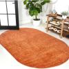 JONATHAN Y Haze Solid Low-Pile Orange 3×5 Oval Indoor Area Rug, Coastal,Bohemian,Minimalist,Classic, Easy-Cleaning for Living Room,Bedroom,Kitchen,Pet Friendly,Non-Shedding (SEU100M-3OV)