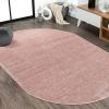 JONATHAN Y Haze Solid Low-Pile Pink 3×5 Oval Indoor Area Rug, Coastal,Bohemian,Minimalist,Classic, Easy-Cleaning for Living Room,Bedroom,Kitchen,Pet Friendly,Non-Shedding (SEU100P-3OV)