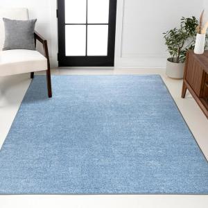 JONATHAN Y Haze Solid Low-Pile Classic Blue Indoor Area Rug 3×5, Coastal,Bohemian,Minimalist,Classic, Easy-Cleaning for Living Room,Bedroom,Kitchen,Pet Friendly,Non-Shedding (SEU100F-3)