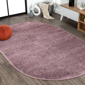 JONATHAN Y Haze Solid Low-Pile Light Purple 3×5 Oval Indoor Area Rug, Coastal,Bohemian,Minimalist,Classic, Easy-Cleaning for Living Room,Bedroom,Kitchen,Pet Friendly,Non-Shedding (SEU100R-3OV)