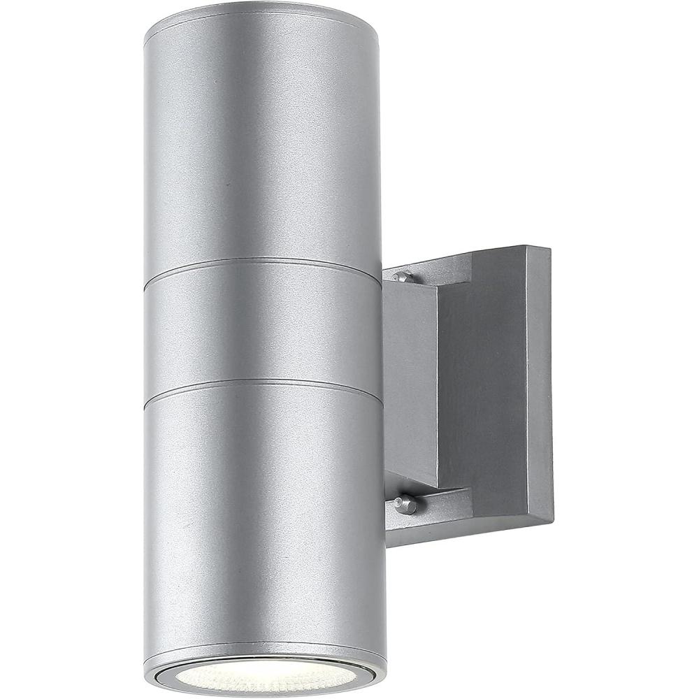 imageJONATHAN Y JYL7445B Duo 6quot 2Light Modern Cylinder Outdoor MetalGlass Integrated LED Sconce Contemporary Minimal Glam Silver 6 in