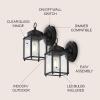 JONATHAN Y JYL2403A-SET2 Boston 4.25″ 1-Light Farmhouse Industrial Iron/Glass Outdoor LED Sconce Rustic, Vintage Entryway Lobby Kitchen Bathroom Bedroom Living Room Hallway, Black/Clear (Set of 2)