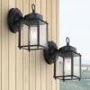 JONATHAN Y JYL2403A-SET2 Boston 4.25″ 1-Light Farmhouse Industrial Iron/Glass Outdoor LED Sconce Rustic, Vintage Entryway Lobby Kitchen Bathroom Bedroom Living Room Hallway, Black/Clear (Set of 2)