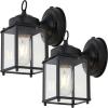 JONATHAN Y JYL2403A-SET2 Boston 4.25″ 1-Light Farmhouse Industrial Iron/Glass Outdoor LED Sconce Rustic, Vintage Entryway Lobby Kitchen Bathroom Bedroom Living Room Hallway, Black/Clear (Set of 2)