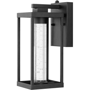 JONATHAN Y JYL2406A Juno 4.75″ 1-Light Industrial Vintage Farmhouse Modern Traditional Iron/Glass Seeded Glass with Dusk-to-Dawn Sensor Integrated LED Outdoor Sconce, Black