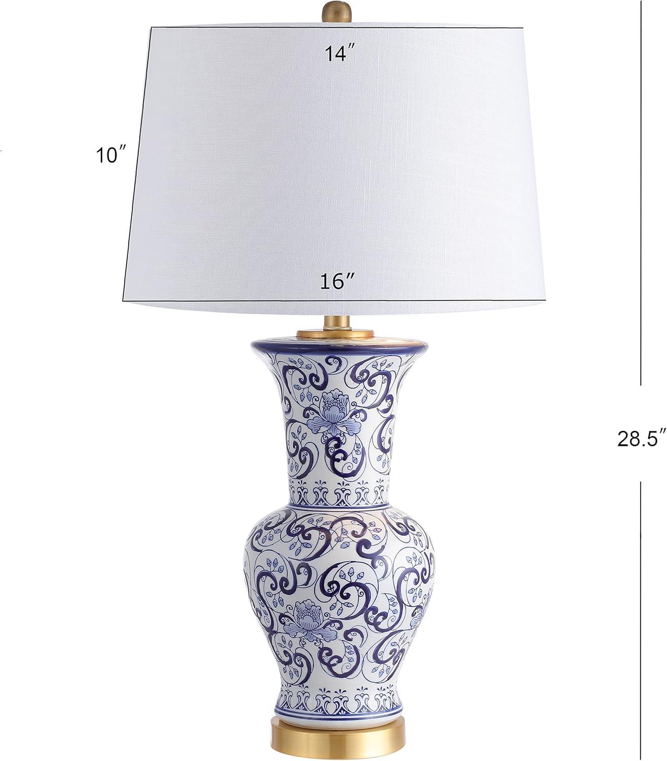 imageJONATHAN Y JYL5014A Leo 285quot Chinoiserie LED Table Lamp Classic Cottage Bedside Desk Nightstand Lamp for Bedroom Living Room Office College Bookcase LED Bulb Included BlueWhite