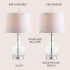 JONATHAN Y JYL1068A-SET2 Set of 2 Table Lamps Lavelle 25″ Glass LED Table Lamp Contemporary Transitional Bedside Desk Nightstand Lamp for Bedroom Living Room Office College Bookcase, Mercury Silver(Clear)
