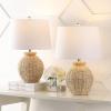 JONATHAN Y JYL4050A-SET2 Nora 22″ Rustic Coastal Rattan Globe LED Table Lamps for Bedroom, Living Room, Office, Brown (Set of 2)