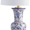 JONATHAN Y JYL5014A Leo 28.5″ Chinoiserie LED Table Lamp Classic Cottage Bedside Desk Nightstand Lamp for Bedroom Living Room Office College Bookcase LED Bulb Included, Blue/White