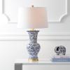 JONATHAN Y JYL5014A Leo 28.5″ Chinoiserie LED Table Lamp Classic Cottage Bedside Desk Nightstand Lamp for Bedroom Living Room Office College Bookcase LED Bulb Included, Blue/White