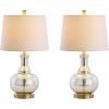JONATHAN Y JYL1068A-SET2 Set of 2 Table Lamps Lavelle 25″ Glass LED Table Lamp Contemporary Transitional Bedside Desk Nightstand Lamp for Bedroom Living Room Office College Bookcase, Mercury Silver(Mercury Silver)
