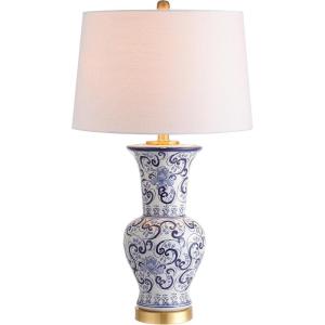 JONATHAN Y JYL5014A Leo 28.5″ Chinoiserie LED Table Lamp Classic Cottage Bedside Desk Nightstand Lamp for Bedroom Living Room Office College Bookcase LED Bulb Included, Blue/White