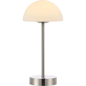 JONATHAN Y JYL7109A Xavier 12.5″ Modern Minimalist Iron Rechargeable Integrated LED Table Lamp Contemporary Bedside Desk Nightstand Lamp for Bedroom Living Room Office, Nickel/White(Nickel)