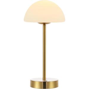 JONATHAN Y JYL7109A Xavier 12.5″ Modern Minimalist Iron Rechargeable Integrated LED Table Lamp Contemporary Bedside Desk Nightstand Lamp for Bedroom Living Room Office, Nickel/White(Brass Gold)