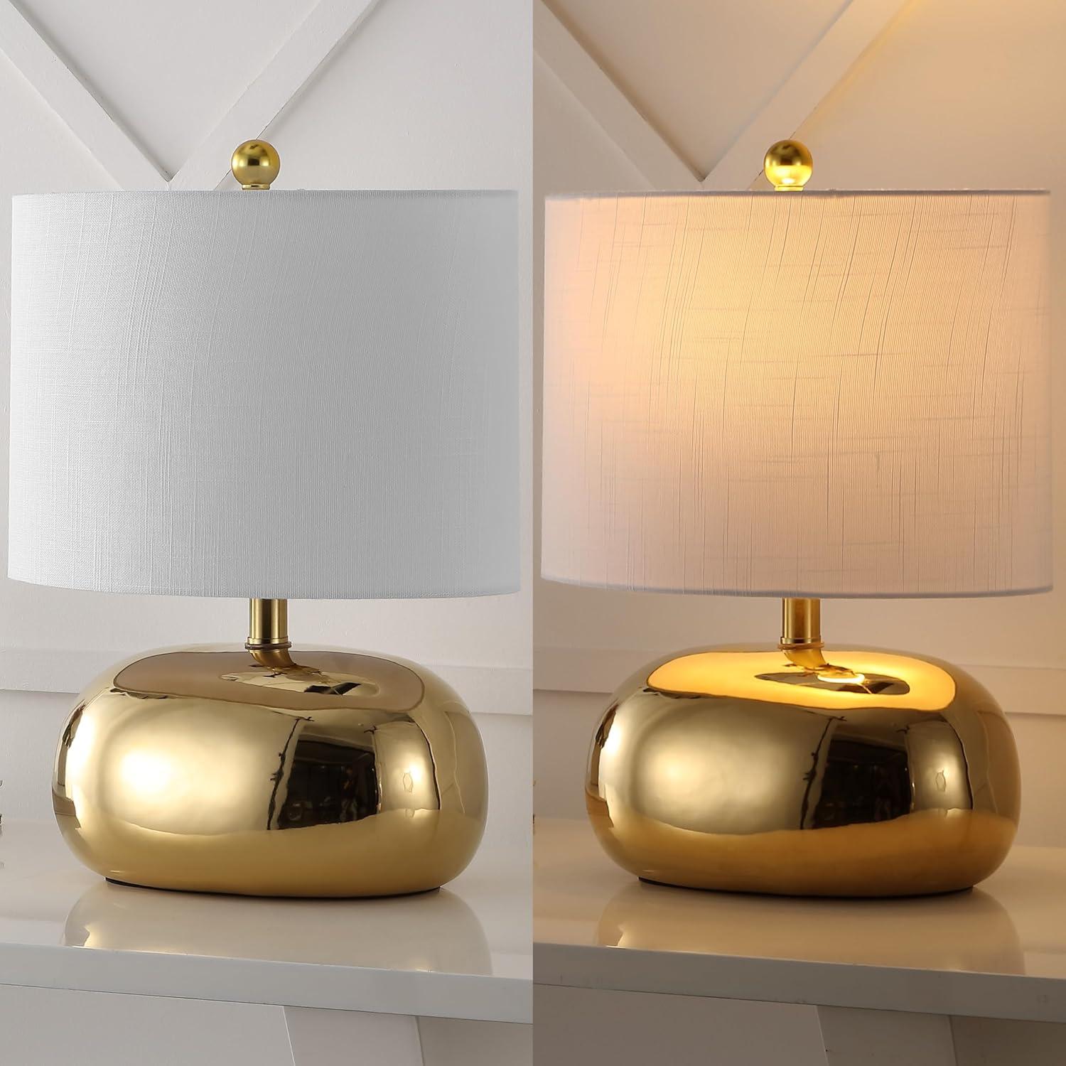 imageJONATHAN Y JYL4057A Calix 20quot MidCentury Glam CeramicIron LED Table Lamp Gold for Living Room Office Bedroom