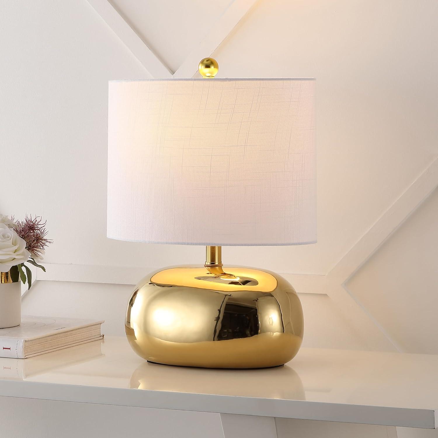 imageJONATHAN Y JYL4057A Calix 20quot MidCentury Glam CeramicIron LED Table Lamp Gold for Living Room Office Bedroom