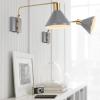 JONATHAN Y JYL1303C Max 20.5″ Swing Arm 1-Light Modern Midcentury Iron USB Charging Port LED Sconce Transitional Farmhouse Entryway Lobby Kitchen Bathroom Bedroom Living Room, Grey/Brass Gold(Grey/Brass Gold)