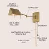 JONATHAN Y JYL6015B Arlo 22″ 1-Light Single Swing Arm Plug-in/Hardwired Iron LED Wall Sconce, Pull-Chain, USB Charging Port, Traditional, Farmhouse, Modern for Bedroom, Living Room, Brass Gold(Brass Gold)