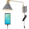 JONATHAN Y JYL1303C Max 20.5″ Swing Arm 1-Light Modern Midcentury Iron USB Charging Port LED Sconce Transitional Farmhouse Entryway Lobby Kitchen Bathroom Bedroom Living Room, Grey/Brass Gold(Grey/Brass Gold)
