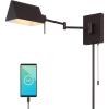 JONATHAN Y JYL6015B Arlo 22″ 1-Light Single Swing Arm Plug-in/Hardwired Iron LED Wall Sconce, Pull-Chain, USB Charging Port, Traditional, Farmhouse, Modern for Bedroom, Living Room, Brass Gold(Oil-Rubbed Bronze)