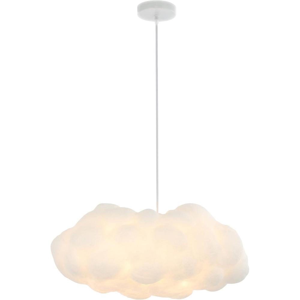 imageJONATHAN Y JYL9073A Zephyr 23quot 2Light Modern Contemporary Silk LED Cloud Pendant Bohemian Minimalist Coastal Bedroom Living Room White