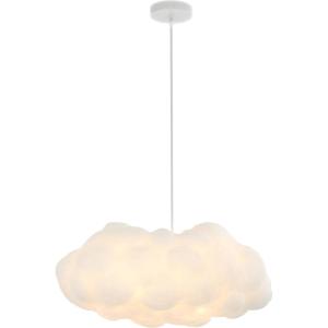 JONATHAN Y JYL9073A Zephyr 23″ 2-Light Modern Contemporary Silk LED Cloud Pendant Bohemian, Minimalist, Coastal Bedroom Living Room, White