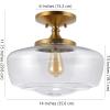 JONATHAN Y JYL7517A Marfa 14″ Glass Iron Farmhouse Modern LED Flush Mount, Bohemian, Cottage, Rustic, Industrial, Dimmable, 2700K Cozy Warm Light Kitchen Hallway Bathroom Stairwell, Oil Rubbed Bronze(Brass Gold)