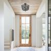 JONATHAN Y JYL9902A Drift Wood Bead 16″ 3-Light Bohemian Farmhouse Iron LED Semi Flush Mount Transitional Rustic Kitchen Hallway Bathroom Bedroom Entryway Foyer, Oil Rubbed Bronze/Grey