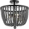 JONATHAN Y JYL9902A Drift Wood Bead 16″ 3-Light Bohemian Farmhouse Iron LED Semi Flush Mount Transitional Rustic Kitchen Hallway Bathroom Bedroom Entryway Foyer, Oil Rubbed Bronze/Grey