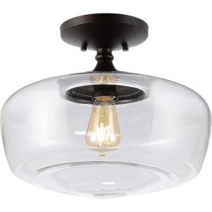JONATHAN Y JYL7517A Marfa 14″ Glass Iron Farmhouse Modern LED Flush Mount, Bohemian, Cottage, Rustic, Industrial, Dimmable, 2700K Cozy Warm Light Kitchen Hallway Bathroom Stairwell, Oil Rubbed Bronze(Oil-Rubbed Bronze)