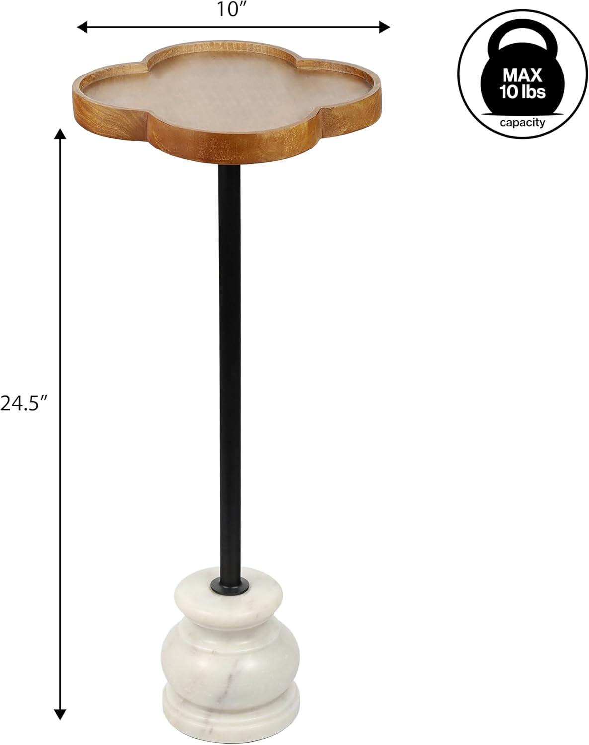 imageJONATHAN Y END3000A Colby 245quot Classic Cottage WoodMetal Drink Table and Decorative End Table with Quatrefoil Top and White Marble Base for Living Room Bedroom Office Bathroom NaturalBlackNaturalBlackWhite